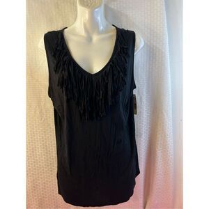 New directions fringe western top xl black rayon new